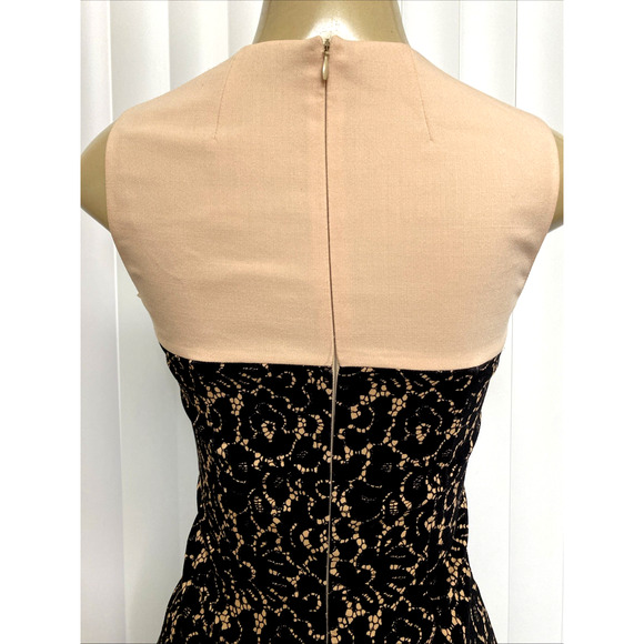 Michael Kors Collection Dress Black Nude Lace Print Wool Sheath Midi Sle… - Picture 6 of 9